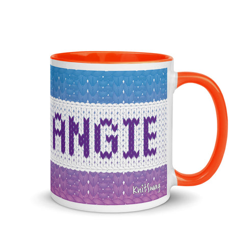 Personalized Knitting Mug with Color Inside, Yarn Lover Gift, Fair Isle Name Mug, Mug for Knitter, Cute knitting mug, knit coffee cup,